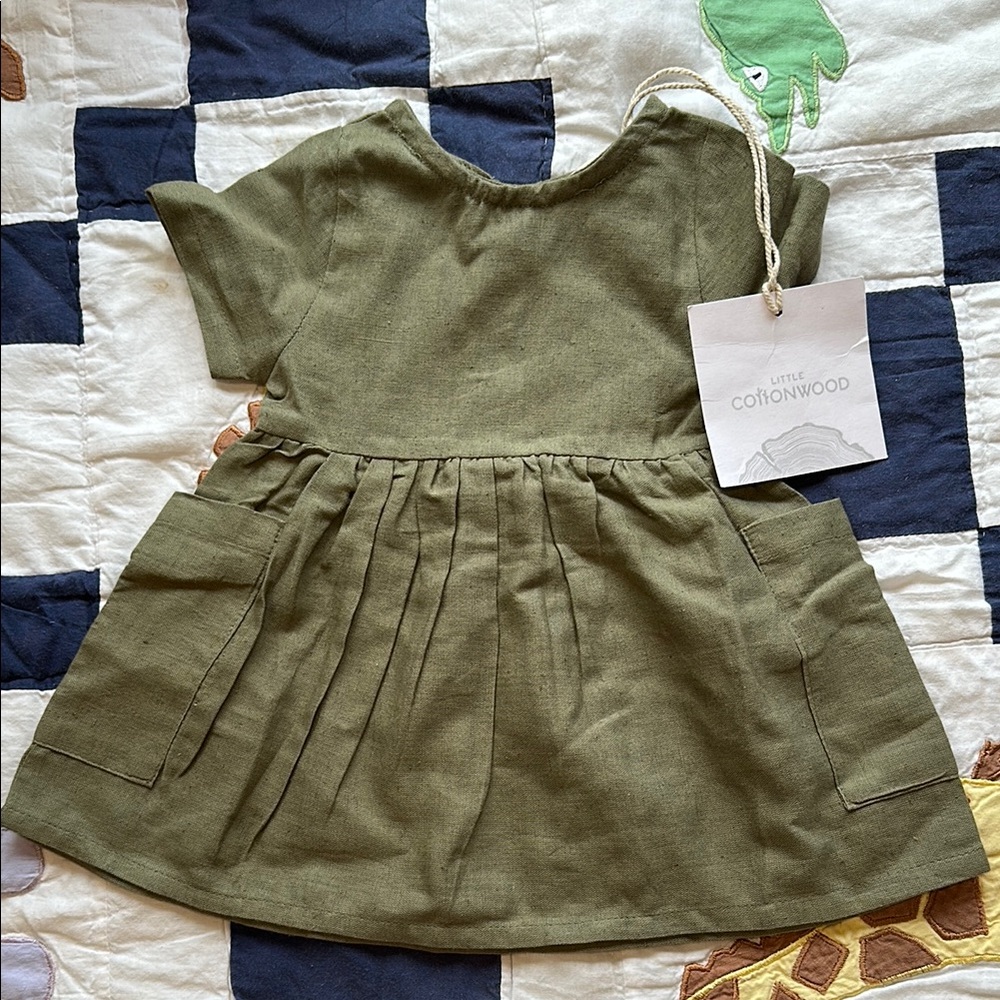 SOLD NEW Little Cottonwood dress 0-3M sage